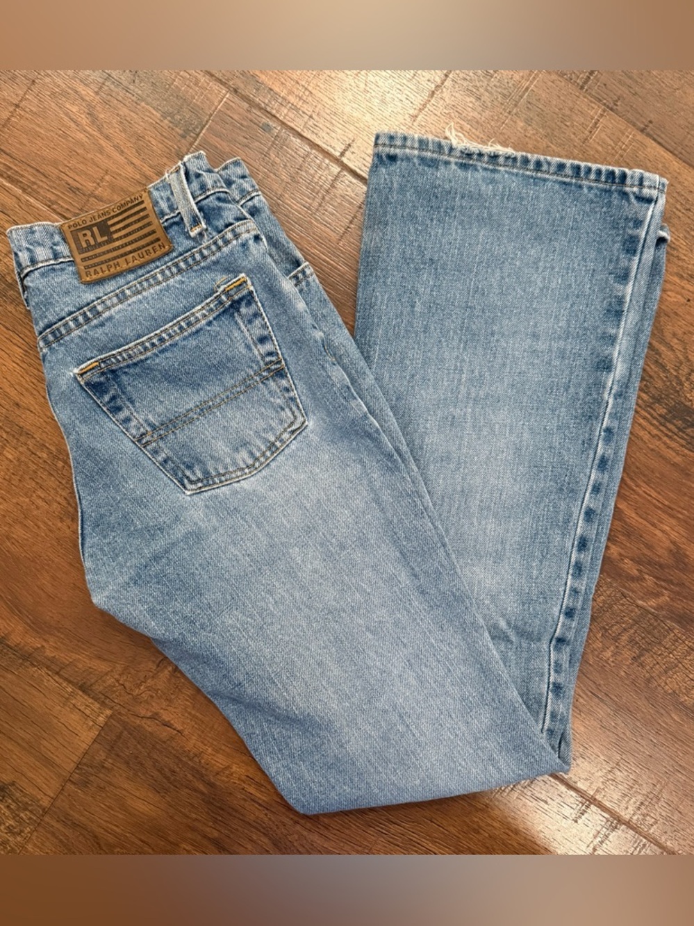Y2K Ralph Lauren 100% Cotton Light Blue Flare Denim Jeans